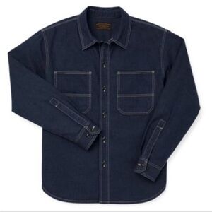 Filson Mens Large Clarkston Denim Shirt Dark Indigo